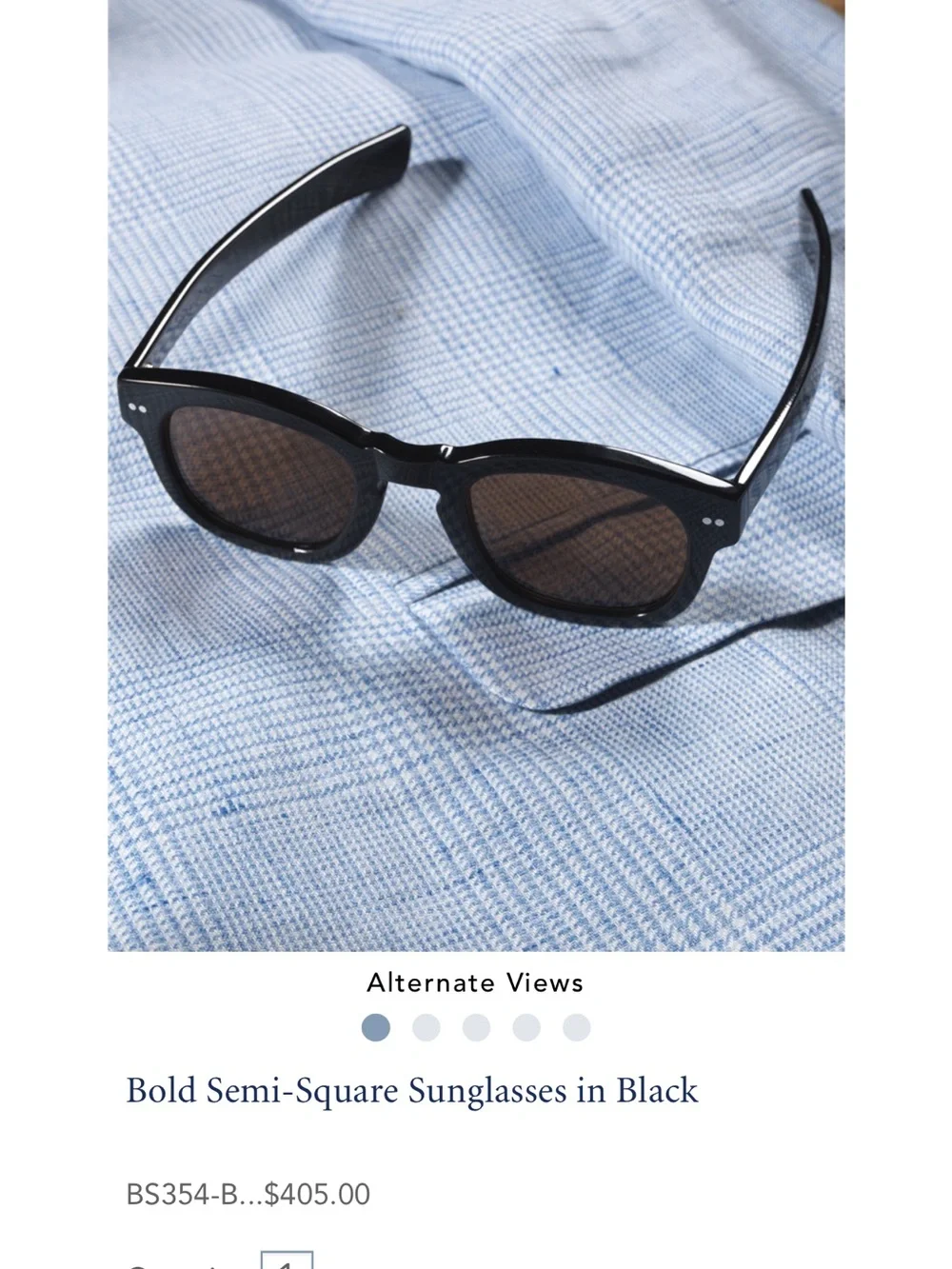 Ben Silver Charleston Bold Semi-Square Sunglasses Black